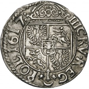 Sigismund III Vasa, 3 Kruciera 1617, Kraków - Sas - Fehler, SGIS - sehr selten