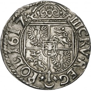 Zygmunt III Waza, 3 Krucierze 1617, Kraków – Sas – błąd, SGIS – b. rzadki