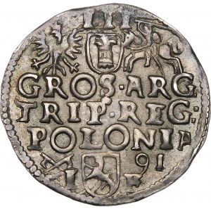 Sigismund III. Vasa, Trojak 1591, Poznań - Krone mit Lilien, SIG III - unbeschrieben