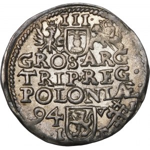 Sigismund III Vasa, Trojak 1594, Poznań - crown with lily without border, V-I - variety