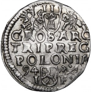 Sigismund III. Vasa, Trojak 1594, Poznań - Krone mit Lilie ohne Rand, V-I