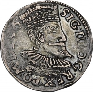 Zygmunt III Waza, Trojak 1596, Poznań – wąska głowa, gałązka – rzadszy