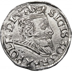 Sigismund III. Vasa, Trojak 1597, Poznań - Zweig, drei Zeilen - Variation