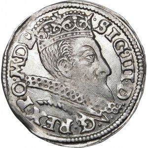 Sigismund III Vasa, Trojak 1597, Poznań - a branch divides the date, two lines