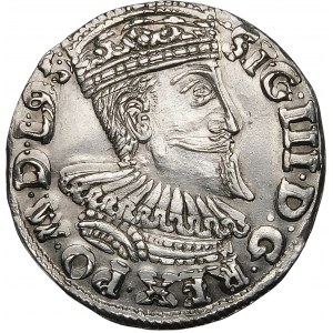 Zygmunt III Waza, Trojak 1595, Wschowa – trójlistki – data na awersie