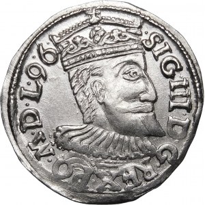 Sigismund III. Wasa, Trojak 1596, Wschowa - flache Krone, Blumen