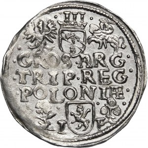 Zygmunt III Waza, Trojak 1596, Wschowa – korona płaska, kwiatki