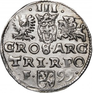 Zygmunt III Waza, Trojak 1599, Wschowa – kryza rurkowata, SIG 3 – piękny