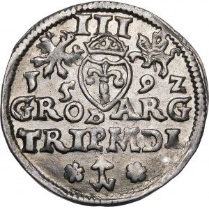 Sigismund III Vasa, Trojak 1592, Vilnius - Chalecki mit Rosetten an den Seiten