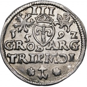 Zygmunt III Waza, Trojak 1592, Wilno – Chalecki z rozetami po bokach