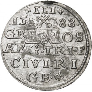 Zygmunt III Waza, Trojak 1588, Ryga – małe popiersie