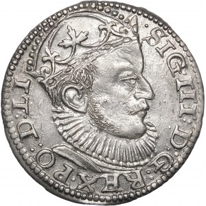 Sigismund III. Vasa, Trojak 1589, Riga - Lilie auf einer Seite GE - Variante