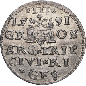 Sigismund III. Vasa, Trojak 1591, Riga - Rosette - LI x - Variante