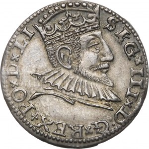 Sigismund III Vasa, Trojak 1591, Riga - rosette - LI - crosses and dots