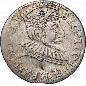 Sigismund III. Vasa, Trojak 1591, Riga - Rosette - LI - Kreuze und Punkte