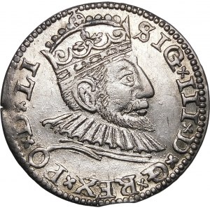 Sigismund III. Vasa, Trojak 1591, Riga - Rosette, Apfel, einzeln - unbeschrieben