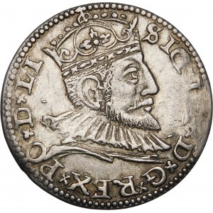 Sigismund III. Vasa, Trojak 1591, Riga - umrandete Rosette, Apfel - unbeschrieben