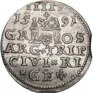 Zygmunt III Waza, Trojak 1591, Ryga – rozeta – LIV – rzadsza