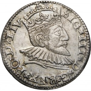 Sigismund III Vasa, Trojak 1591, Riga - Rosette, Apfel - LIV - selten und schön