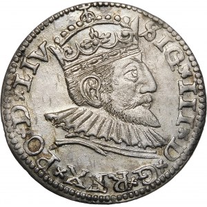 Zygmunt III Waza, Trojak 1591, Ryga – rozeta, jabłko – LIV – rzadka i piękna