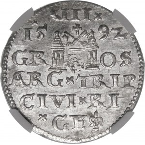 Zygmunt III Waza, Trojak 1592, Ryga – LI : – krzyżyki i kropki