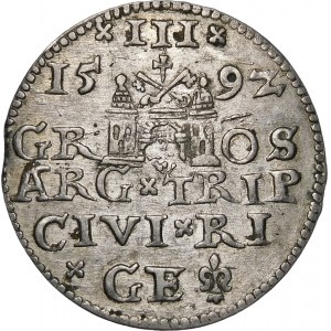 Zygmunt III Waza, Trojak 1592, Ryga – LI : – krzyżyki i kropki