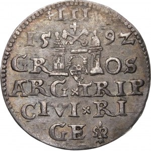 Sigismund III. Vasa, Trojak 1592, Riga - LIV - seltener