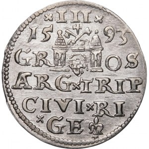 Zygmunt III Waza, Trojak 1593, Ryga – LIV – krzyżyki