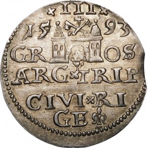 Zygmunt III Waza, Trojak 1593, Ryga – LIV : – kropki