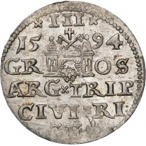 Sigismund III. Vasa, Trojak 1594, Riga - LI - Kreuze und Punkte - Variante