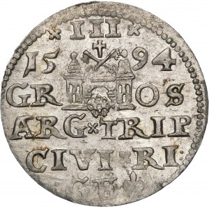 Zygmunt III Waza, Trojak 1594, Ryga – LI – krzyżyki i kropki – wariant
