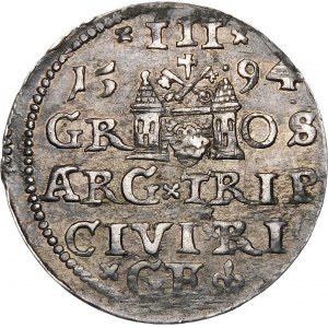 Zygmunt III Waza, Trojak 1594, Ryga – LI : – krzyżyki i kropki – wariant