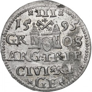 Zygmunt III Waza, Trojak 1595, Ryga – hybryda – piękny