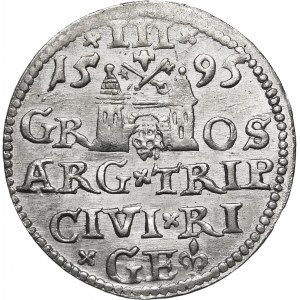 Sigismund III. Vasa, Trojak 1595, Riga - Kreuze und Punkte - Variante