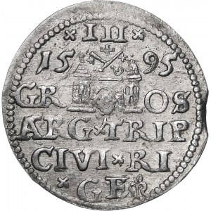 Zygmunt III Waza, Trojak 1595, Ryga – krzyżyki i kropki – wariant
