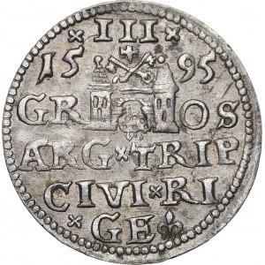 Sigismund III. Vasa, Trojak 1595, Riga - Kreuze und Punkte