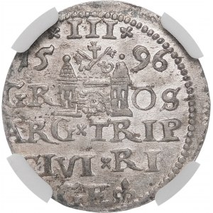 Zygmunt III Waza, Trojak 1596, Ryga – LI – krzyżyki i kropki