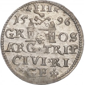 Sigismund III. Vasa, Trojak 1596, Riga - LI : - Kreuze und Punkte - Variante