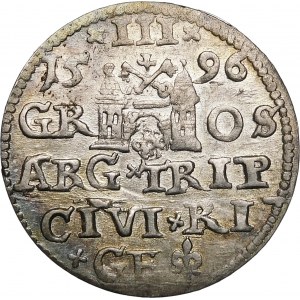 Sigismund III Vasa, Trojak 1596, Riga - LI : - crosses and dots