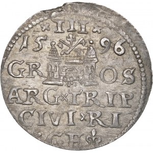Sigismund III. Vasa, Trojak 1596, Riga - LI - Kreuze und Punkte - Variante