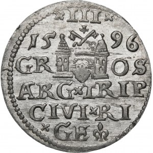 Sigismund III. Vasa, Trojak 1596, Riga - LI ∙ - Kreuze und Punkte