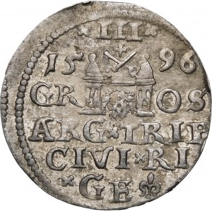 Sigismund III. Vasa, Trojak 1596, Riga - LI ∙ - Kreuze und Punkte