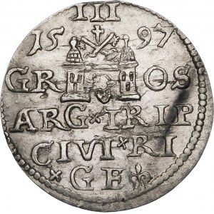 Sigismund III. Vasa, Trojak 1597, Riga - D : LI