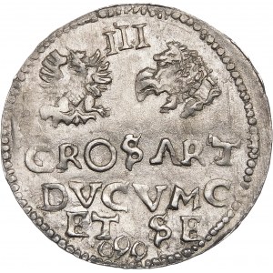 Courland, Wilhelm Kettler, Trojak 1599, Mitawa - chybný dátum 999 v dolnej časti - vzácne