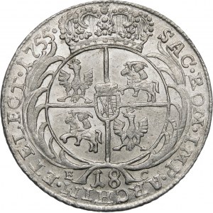 August III Sas, Ort 1755 EC, Lipsk – szerokie popiersie – odmiana