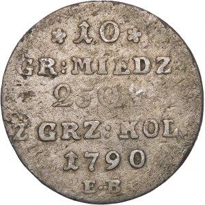 Stanislaw August Poniatowski, 10 copper pennies 1790 EB, Warsaw.