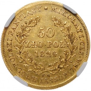 Kongress Königreich, Nikolaus I., 50 Zloty 1829 FH, Warschau - selten