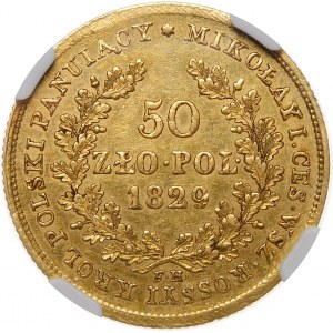 Królestwo Kongresowe, Mikołaj I, 50 złotych 1829 FH, Warszawa – rzadkie