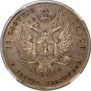 Kongress Königreich, Alexander I, 10 Gold 1822 IB, Warschau - selten und schön