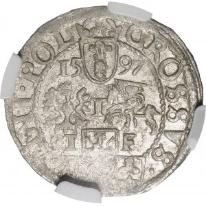 Sigismund III. Wasa, Pfennig 1597, Wschowa ehemals Posen - selten - schön